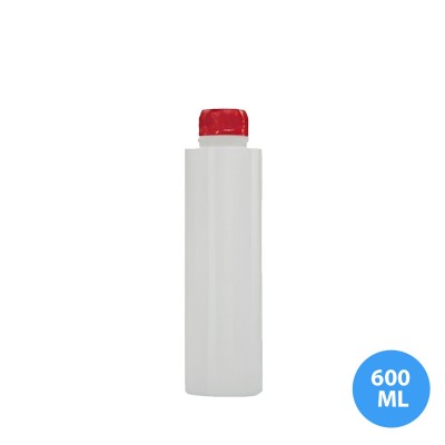 600 ML Polietilen Plastik  Boş Şişe Kırmızı Kapak SN01